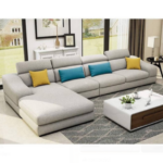 Luxury Sofa Velvet Material L shape White Ivory Colour