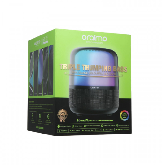 Oraimo Wireless Speaker SoundFlow Triple Thumping Bass Black OBS-72D - Image 5