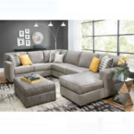 Velvet Sofa L Shape 6 Seater Gray Colour