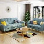 Velvet (4+3) Seater Sofa Pastel Green