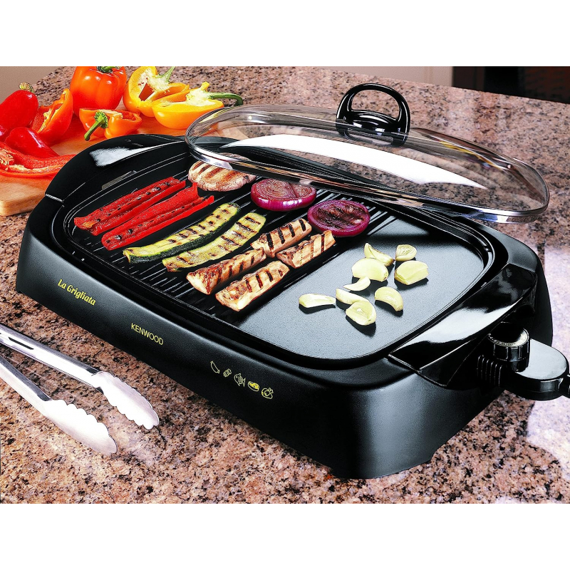 Kenwood 1600W Dual-Zone Electric Health Grill with Glass Lid (Model: HG230) - Image 5
