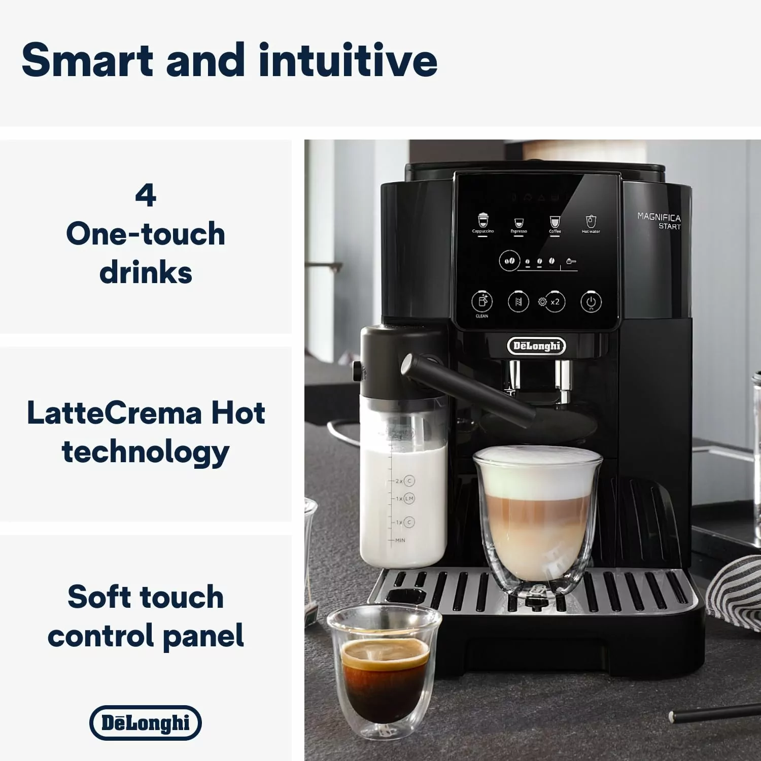 De'Longhi 15-Bar Magnifica Start LatteCrema Automatic Espresso Machine (Model: ECAM220.60.B) - Image 4