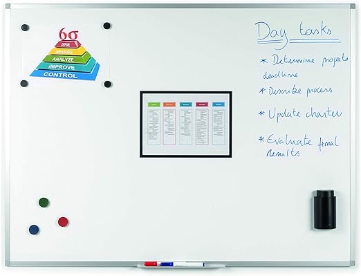 Boards Magnetic Whiteboard, Lacquered Steel, Aluminium Frame, 90 x 60 cm,