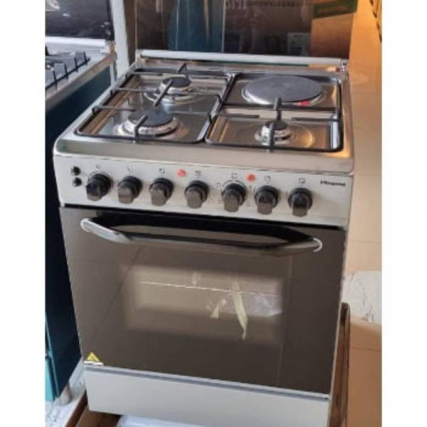 Hisense Cooker Free Standing 60 x 60cm 3 Gas Burners, 1 Electric Burner, Electric Oven, Glass Lid, Silver HF631GEES - Image 3