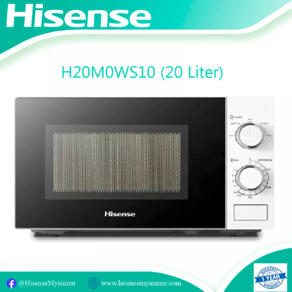 Hisense Microwave 20L 700W Solo Manual, Knobs Push Button, 6 Power Levels, Defrost, Cooking Timer, Cooking Signal, Painted Cavity, Without Grill, White H20MOWS10 - Image 2