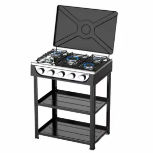 Decakila 5-Burner Freestanding LPG Gas Cooker with Stand & Shelf (Model: KMGS019B)
