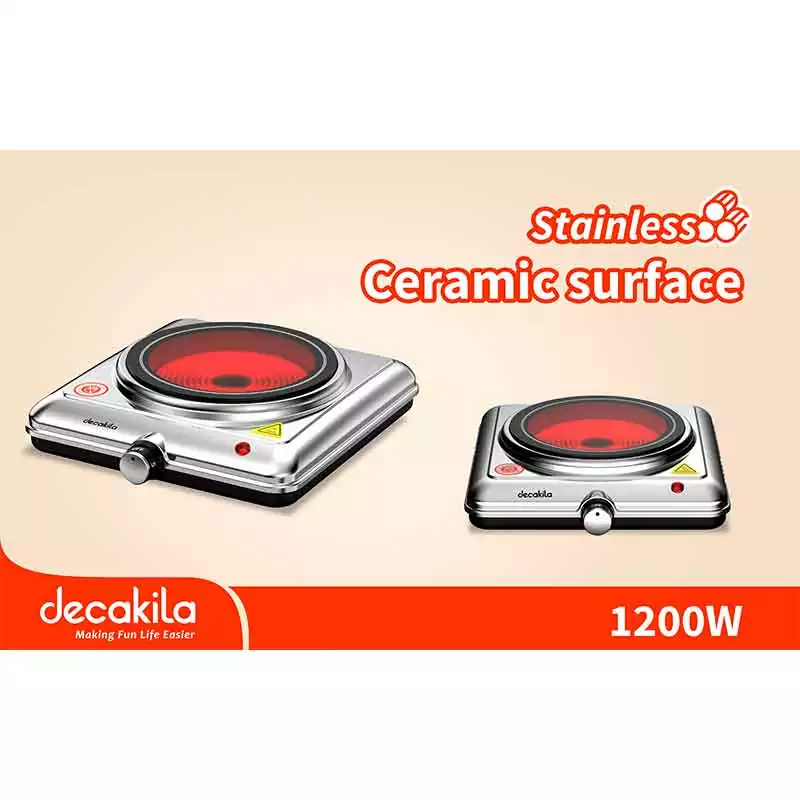 Decakila Single Burner 1200W Stainless Steel Electric Hot Plate (Model: KECC012M) - Image 2