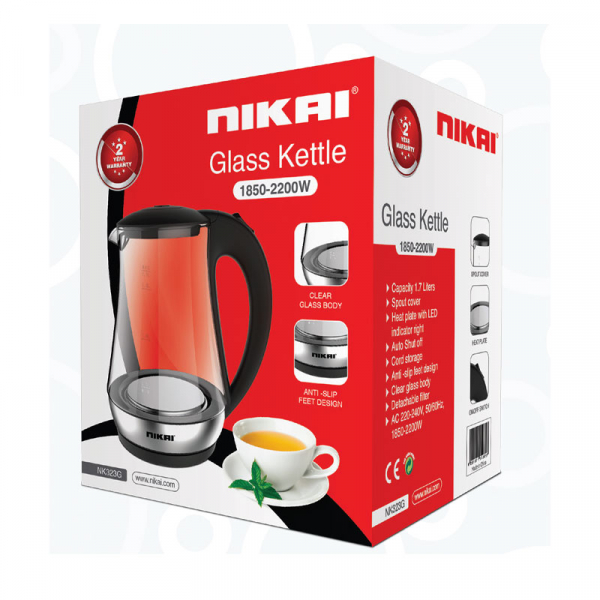 Nikai Kettle Glass Body 1.7L 2200W NK323G - Image 3