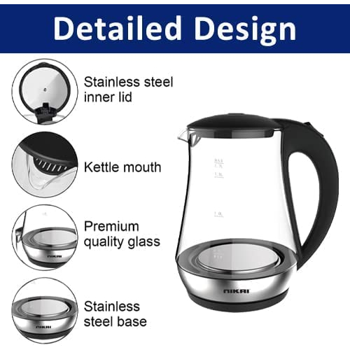 Nikai Kettle Glass Body 1.7L 2200W NK323G - Image 2