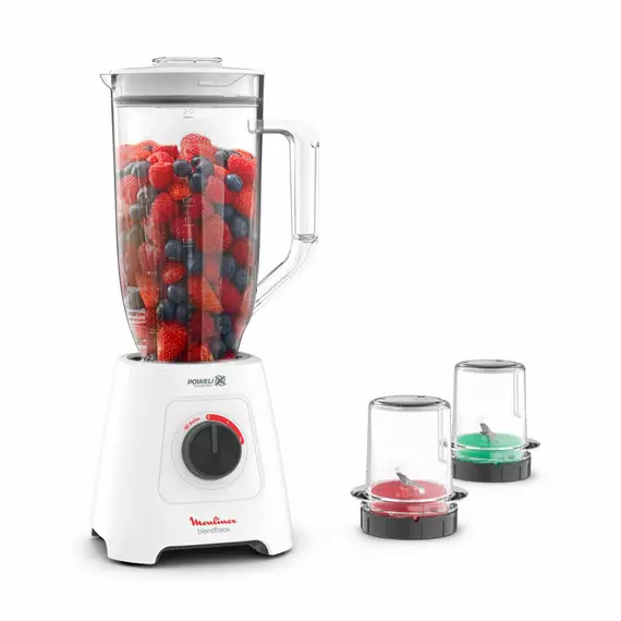 Moulinex Blender 2.8l Plastic Jug with Grinder and Mini Chopper Blend Force 600w Lm458127 - Image 2