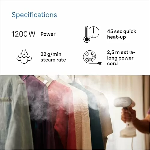 Braun Garment Steamer 150ML Tank Hand Held 1200W - 13850000-GS5011PU - Image 2