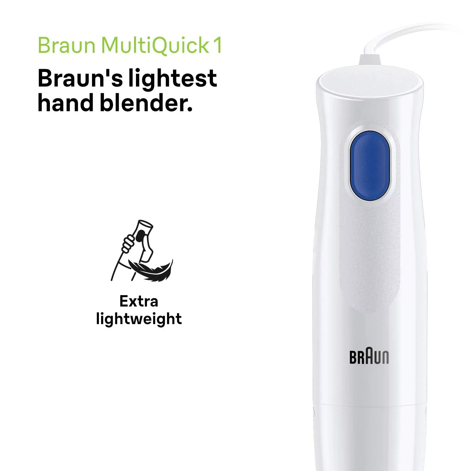 Braun Hand Blender 600ML with Cup Stainless Steel Blades 450W - HB101AI-MQ10.001PWH - Image 5