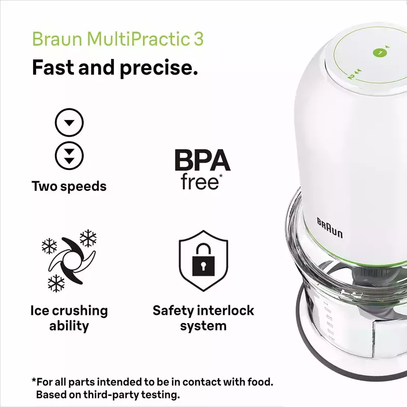 Braun Chopper 0.5L Plastic Bowl 500W - CH3011WH - Image 3