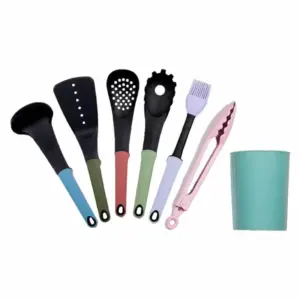 Decakila 7-Piece Heat-Resistant Nylon Kitchen Utensil Set with Holder (Model: KMTT046B)