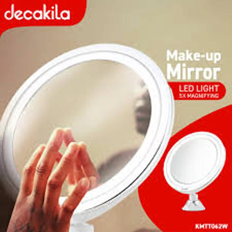 Decakila 5x Magnifying LED Lighted Makeup Mirror with Locking Suction (Model: KMTT062W) - Image 2