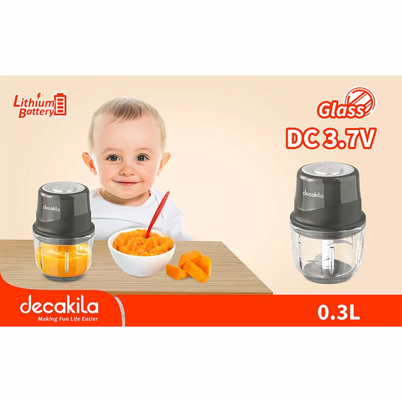 Decakila Chopper 0.3L Glass Bowl Mini Cordless 30w - KMMG008G - Image 2