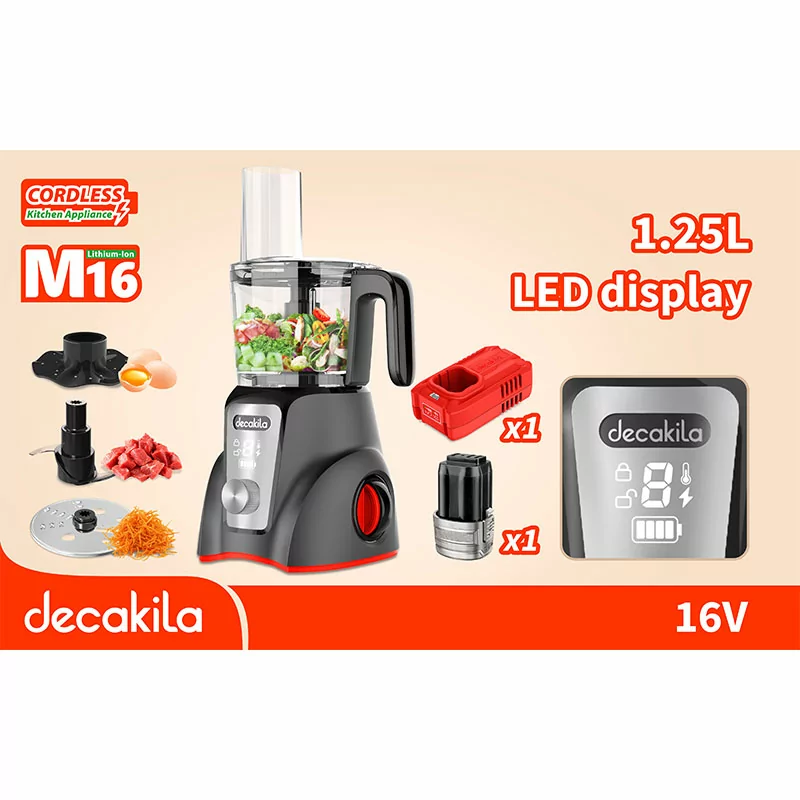 Decakila 1.25-Litre 200W Cordless Rechargeable Food Processor (Model: KEMG027B) - Image 2